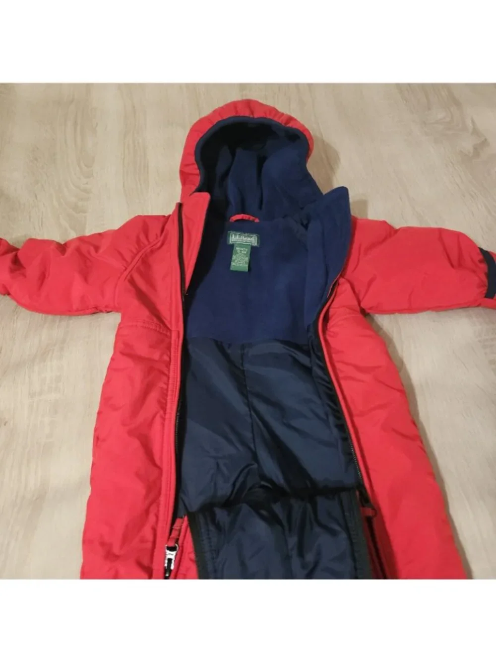 Vintage Ll Bean Baby Size 12-18 Months Snowsuit Red Embroidered Penguin Retro